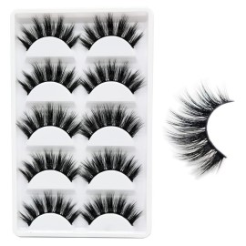Veleasha Lashes 5D Faux Mink Lashes 100% Handmade Luxurious Fake Eyelashes Lightweight Fluffy False Eyelashes 5 Pairs Pack (Dubai)