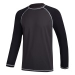 Men\'s Swim Shirts Rashguard Sun Shirt UPF 50+ UV Sun Protection Outdoor Long Sleeve T-Shirt Swimwear Charcoal Gray+Black S