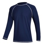 Men\'s Swim Shirts Rashguard Sun Shirt UPF 50+ UV Sun Protection Outdoor Long Sleeve T-Shirt Swimwear Navy Blue S