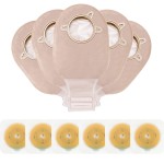 Carbou 21 PCS Ostomy Supplies Colostomy Bags Two Piece Drainable Pouches with Closure 12, Ileostomy Stoma Care,Cut-to-Fit(15pcs Bags+6pcs Barrier)