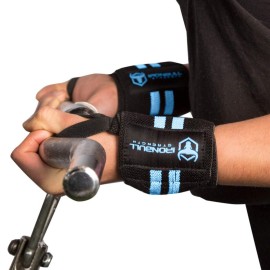 Women Wrist Wraps with Thumb Loops - 12 Professional Grade - Wrist Support Brace and Compression for Cross Training, Weight Lifting, Powerlifting, Strength Training (Black/Blue)