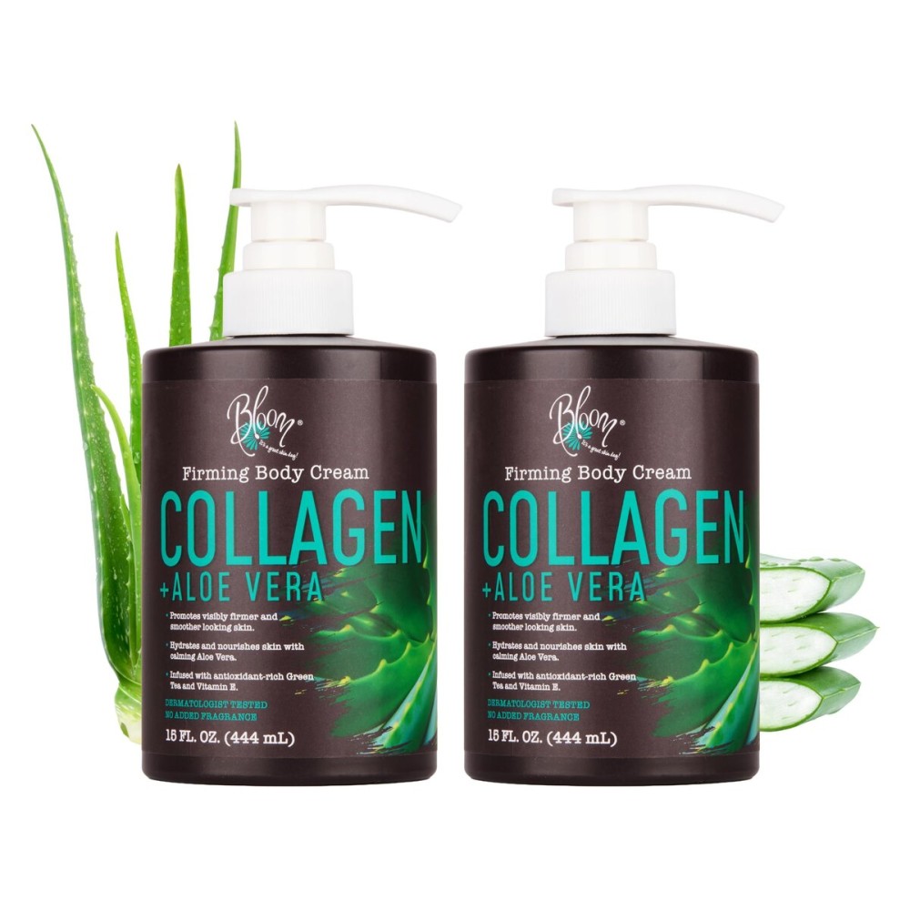 BLOOM IT\'S A GREAT SKIN DAY! Collagen Lotion Skin Care Firming Body Cream, Intensive Anti Aging Moisturizer Face Lotion with Aloe Vera For Wrinkles, Sagging Skin, Dry Skin, Fragrance Free, Pack of 2