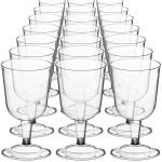 DecorRack 24 Wine Glasses, 6 Oz -BPA Free- Plastic Party Wine Cups, Perfect for Outdoor Parties, Weddings, Picnics, Stackable, Reusable, Disposable, Stemmed (Pack of 24)