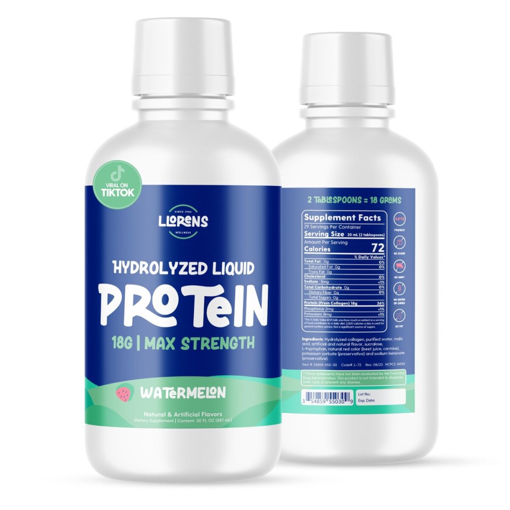 Proteinex Medical Grade Liquid Hydrolyzed Protein Max Strength - Supports Wound Healing and Doctor Recommended- No Carbs, Zero Sugars & Ready to Drink Liquid Protein Drink (Watermelon, 30 Fl oz)