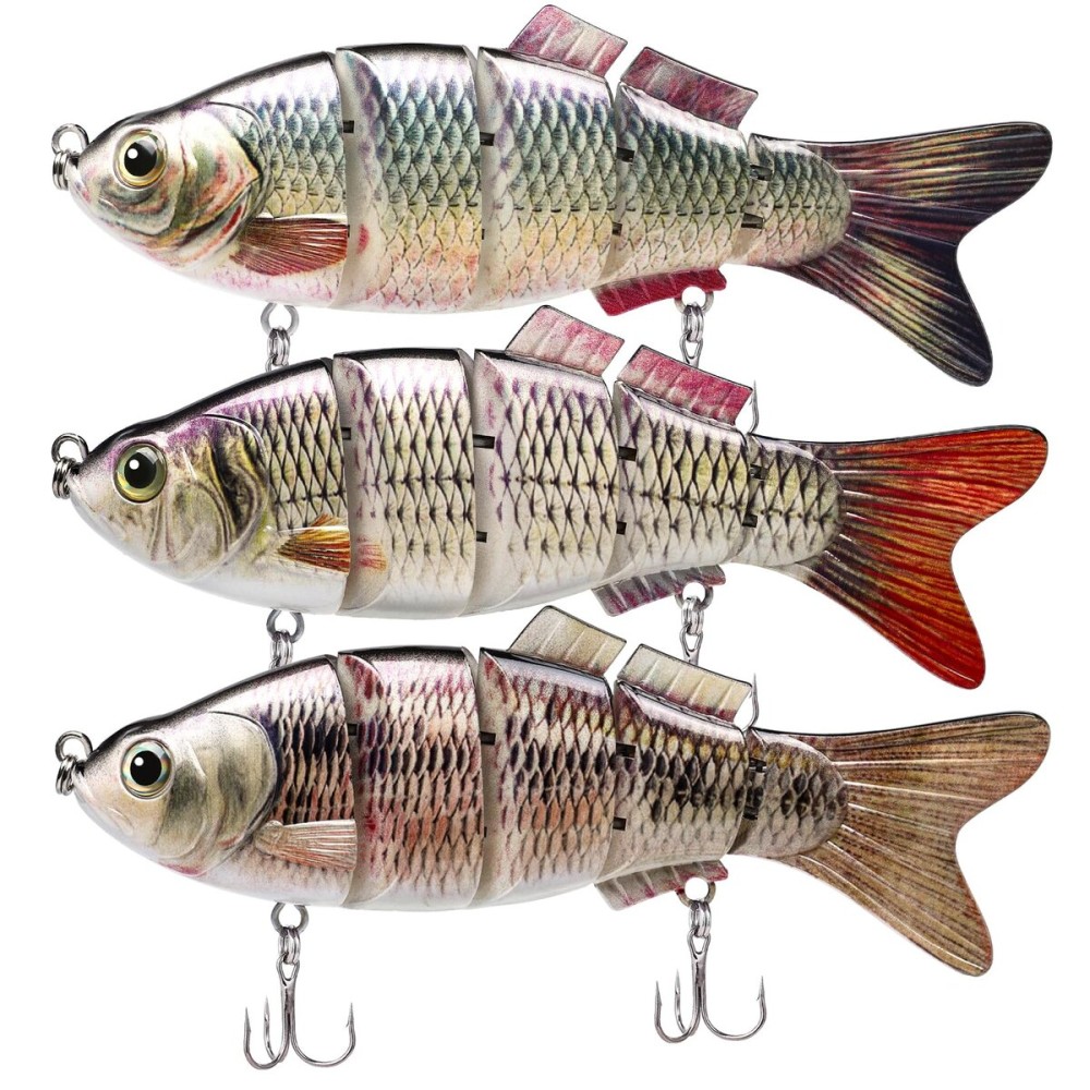 TRUSCEND Easy Catch Swimmax, Magic Noisy Turbulent Wiggling and Vibrating Actions for More Bites, Segmented Swimbait Jointed by Dyneema Strongest Fiber, Lifelike Fishing Lures for Relax Family Fishing