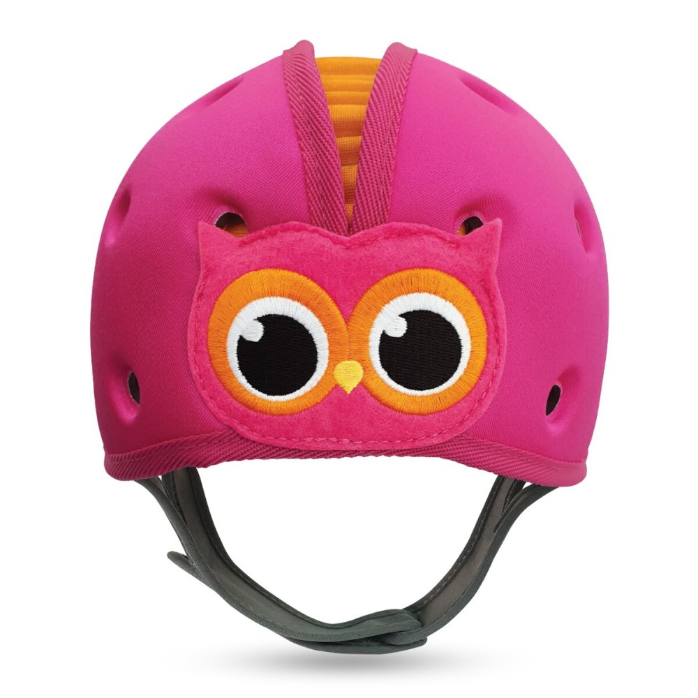 SafeheadBABY Soft Baby Head Protector Helmet for Crawling and Walking 7-24 Months - Ultra-Lightweight & Breathable Infant Safety Helmet That Grows with Your Baby (Head Circ. 40-52 cm) - Owl Pink