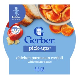 Gerber Toddler Food, Chicken Parmesan Ravioli Pick-Ups, Mealtime for Toddler, 8PK