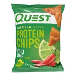 Quest Nutrition Chili Lime Tortilla Style Protein Chips, 20g Protein, 3g Net Carbs, Low Carb, Gluten Free, 1.1 oz (Pack of 12)