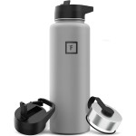 IRON FLASK Camping & Hiking Hydration Flask with Straw, Wide Mouth Insulated Stainless Steel Sports Water Bottle - 40 oz Graphite