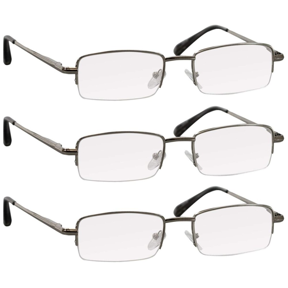 TruVision Readers 3 Pk - Silver Metal Frames and Clear Acrylic Lenses 2.50