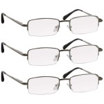 TruVision Readers 3 Pk - Silver Metal Frames and Clear Acrylic Lenses 2.50