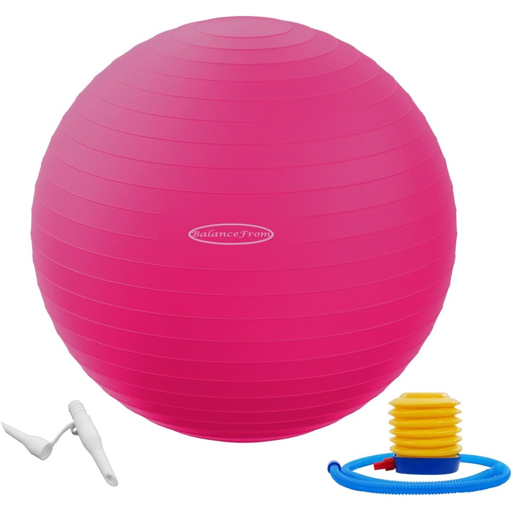 Fitvids Anti-Burst Slip Resistant Exercise Ball - 34-inch Pink - 2 - 31-34in (78-85cm), XXL - Pink