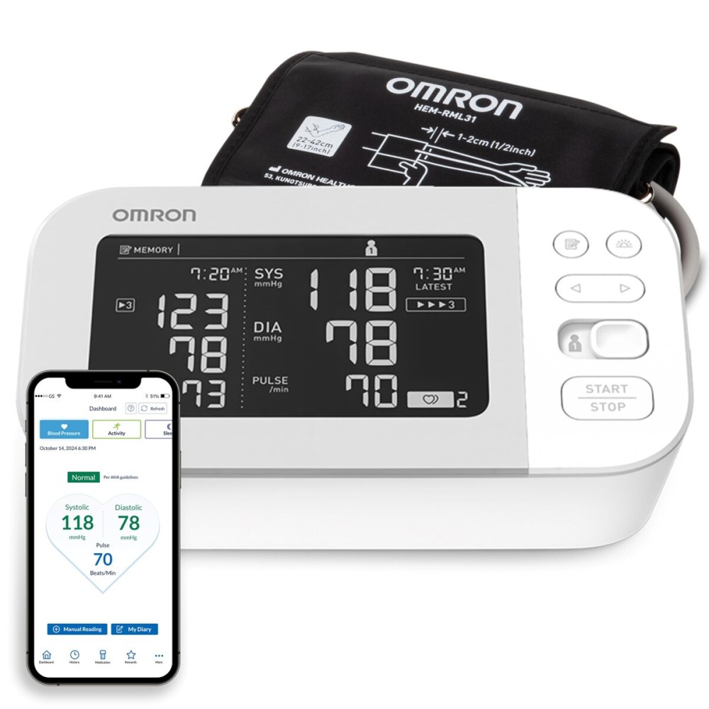 OMRON Platinum Blood Pressure Monitor, Upper Arm Cuff, Digital Bluetooth Blood Pressure Machine, Stores Up To 200 Readings for Two Users (100 readings each)