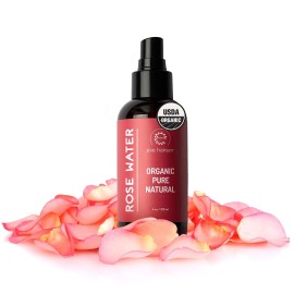 Eve Hansen Organic Rose Water Spray - Pure Rosewater Face & Hair Mist for Hydration & Refreshing Glow | Facial Toner & Makeup Setting Spray | Alcohol-Free & Vegan | 4 oz