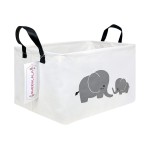 QUEENLALA Rectangular Laundry Hamper/Foldable Nursery Laundry Basket for Organizing/Storage Bin Baskets/Children Toy Office Bedroom/Toy Bin Closet Shelf BasketsRec-Parent-child elephant