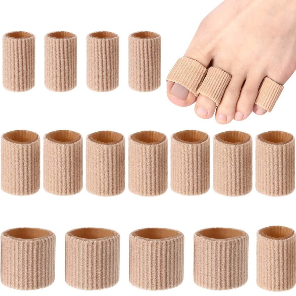 Blulu 16 Pcs Toe Cushion Tube Sleeves Soft Gel Corn Pad Protectors for Cushions Corns, Blisters, Calluses, Toes and Fingers