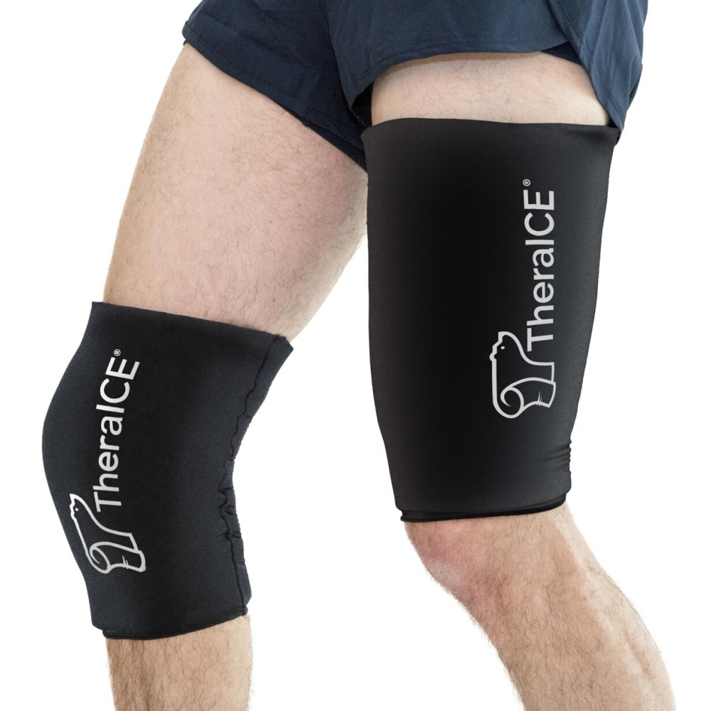 TheraICE Knee Ice Pack Wrap Compression Sleeve for Injuries, Reusable Gel Cold Packs Brace Also for Elbow, Ankle & Calf - Flexible Cold Wrap Recovery for Meniscus, ACL, MCL Pain Relief (XL)