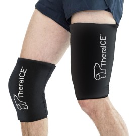 TheraICE Knee Ice Pack Wrap Compression Sleeve for Injuries, Reusable Gel Cold Packs Brace Also for Elbow, Ankle & Calf - Flexible Cold Wrap Recovery for Meniscus, ACL, MCL Pain Relief (XL)