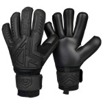 Renegade GK Fury Nightfall Goalie Gloves with Pro-Tek Finger Savers | 4mm Giga Grip & 4mm Duratek | Black Soccer Goalkeeper Gloves (Size 8, Youth-Adult, Roll Cut, Level 4)