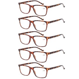 JOSCHOO 5 Pack Reading Glasses Men Women Spring Hinges Comfortable Glasses for Reading (5 Tortoise, 2.0, Medium)
