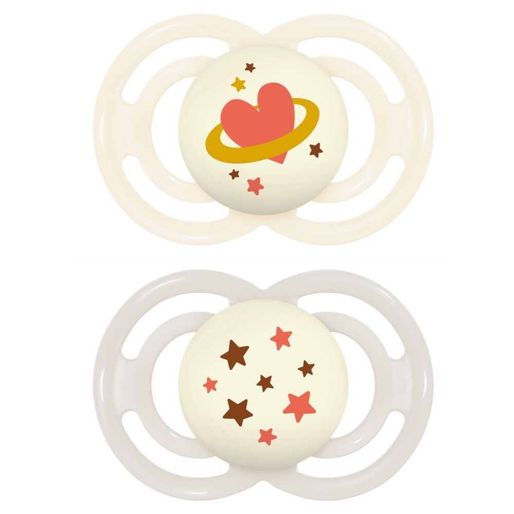 MAM Perfect Night Baby Pacifier, Patented Nipple, Glows in The Dark, 2 Pack, 16+ Months, Unisex