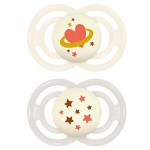MAM Perfect Night Baby Pacifier, Patented Nipple, Glows in The Dark, 2 Pack, 16+ Months, Unisex