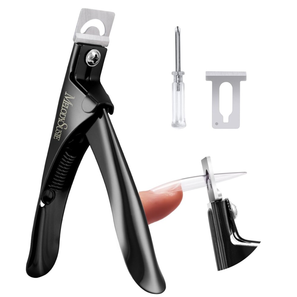 MelodySusie Acrylic Nail Clippers, Professional Nail Clippers Cutters for Acrylic Nails Fake Nail Tips, Adjustable Stainless Nail Trimmer, Manicure Tool for Salon Home Nail Art, Black