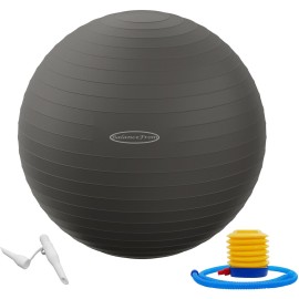 Fitvids Anti-Burst Slip Resistant Exercise Ball with Quick Pump - 2 - 31-34in (78-85cm), XXL - Gray