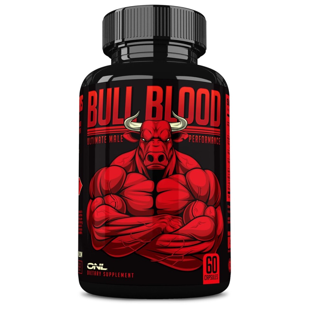 Bull Blood Testosterone Booster for Men - Testosterone Supplement for Stamina & Endurance - Maca Root, Horny Goat Weed, Tribulus Terrestris Extract & Tongkat Ali - Male Enhancing Supplement - 60 Ct