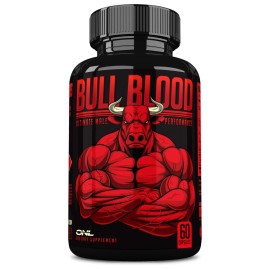 Bull Blood Testosterone Booster for Men - Testosterone Supplement for Stamina & Endurance - Maca Root, Horny Goat Weed, Tribulus Terrestris Extract & Tongkat Ali - Male Enhancing Supplement - 60 Ct