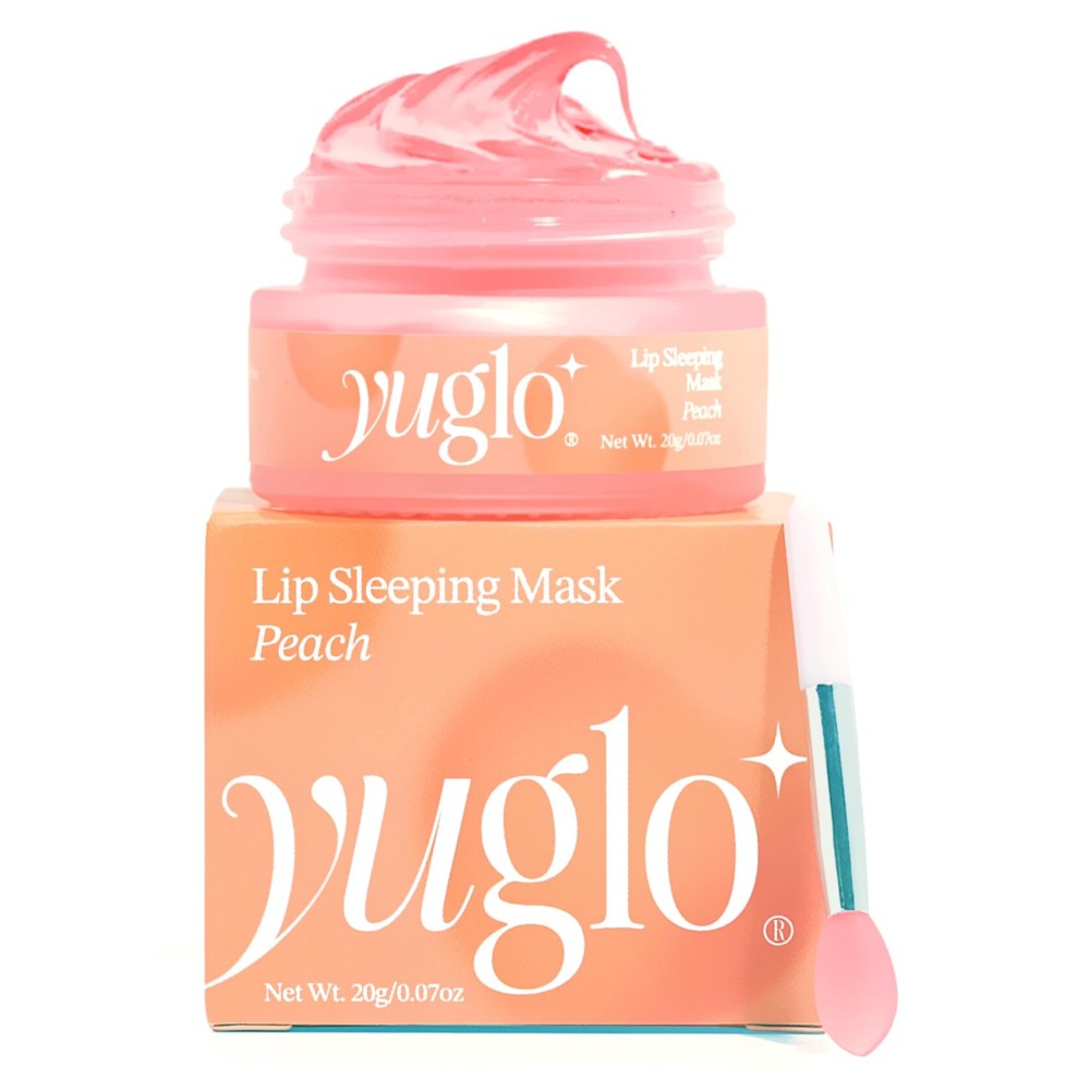 YUGLO Lip Sleeping Mask | Peach Flavor | Hydrating & Soothing Lip Treatment for Dry, Chapped Lips | Plumps & Moisturizes | Overnight Lip Repair