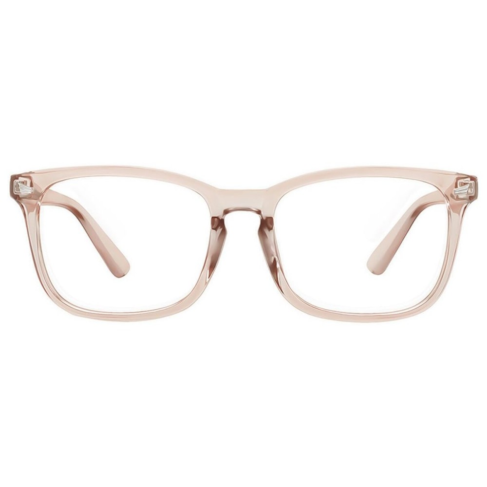 MEETSUN Blue Light Blocking Glasses Women Men, Anti Eye Strain Headache (Sleep Better),Computer Glasses UV400 Transparent Lens (Light Coffee Frame Clear Lens, 53)