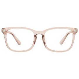MEETSUN Blue Light Blocking Glasses Women Men, Anti Eye Strain Headache (Sleep Better),Computer Glasses UV400 Transparent Lens (Light Coffee Frame Clear Lens, 53)