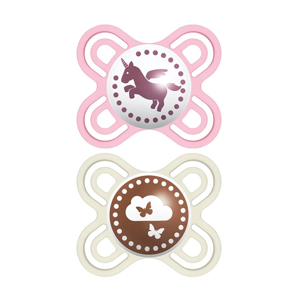 MAM Perfect Baby Pacifier, Patented Nipple, Developed with Pediatric Dentists & Orthodontists, 2 Pack, 0-3 Months, Girl