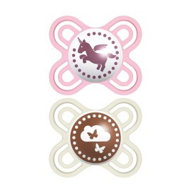 MAM Perfect Baby Pacifier, Patented Nipple, Developed with Pediatric Dentists & Orthodontists, 2 Pack, 0-3 Months, Girl