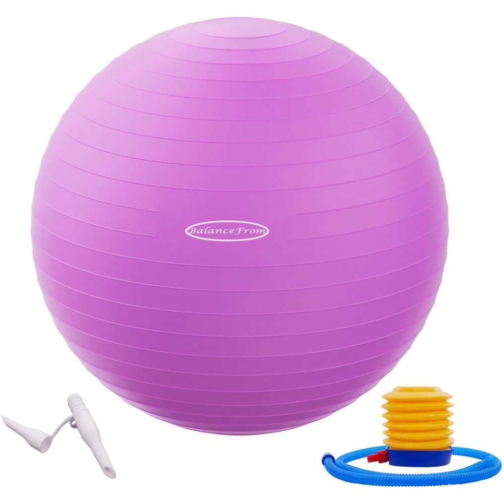 Fitvids Anti-Burst and Slip Resistant Exercise Yoga Ball with Quick Pump 38-45cm, S, Purple