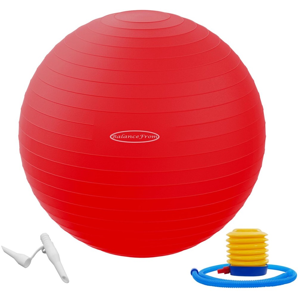 Fitvids Anti-Burst Slip Resistant Exercise Ball - 34-inch - Red - 31-34in (78-85cm), XXL - Red