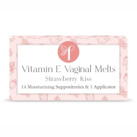Femallay Organic Vaginal Melts - Strawberry - 100% Natural Relief for Dryness, Odor & Daily Feminine Discomfort - 14 Count + Applicator