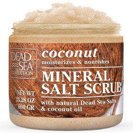 Dead Sea Collection Coconut Salt Scrub - Exfoliating Body Scrub for Women - Moisturizing and Nourishing Skin - with Pure Oils and Dead Sea Minerals (23.28 Oz)