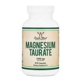 Magnesium Taurate Supplement for Cardiovascular Health to Boost Magnesium Levels (1,500mg per Serving, 210 Vegan Capsules) Non-GMO, Gluten Free, by Double Wood Supplements