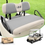 10L0L Golf Cart Seat Covers Kit - Universal Fit for EZGO TXT/RXV Front Seats | Breathable Mesh Fabric | Easy Installation | Gray & Beige (No Staples Required)