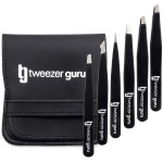 Tweezer Guru Eyebrow Tweezer Set for Women & Men - Professional Slant and Pointed Tweezers Set with Case - Precision Tweezers Kit for Facial Hair, Splinter and Ingrown Hair Removal (6 Pack)