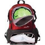 Athletico National Soccer Bag - Backpack for Soccer, Basketball & Football Includes Separate Cleat and Ball Holder (Red)