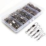 200PCS Barrel Snap Swivel Fishing Accessories, Premium Fishing Gear Equipment with Ball Bearing Swivels Snaps Connector for Quick Connect Fishing Lures