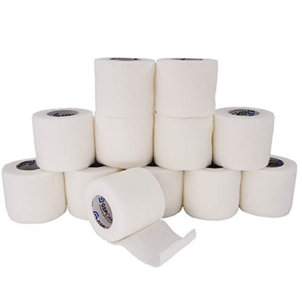 Self Adherent Cohesive Bandages Wrap 12 Count 2 x 5 Yards, Medical Tape, Adhesive Flexible Breathable First Aid Non Woven Rolls, Stretch Athletic, Ankle Sprains & Swelling Sports
