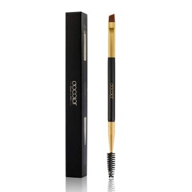 Docolor Eyebrow Brush Duo, Professional Angled Eye Brow Brush and Spoolie Brushes Perfect for Lining and Shaping Brows, Spoolie for Brows or Lashes Black