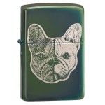 Zippo French Bulldog High Polish Green Design, one Size