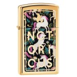 Zippo Notorious Unicorn Design Pocket Lighter, Slim High Polish Brass, One Size