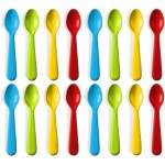 Plaskidy Plastic Toddler Spoons - Set of 16 Kids Spoons BPA Free/Dishwasher Safe