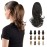 Sofeiyan 13 Ponytail Extension Long Curly Ponytail Clip in Claw Hair Extension Natural Looking Synthetic Hairpiece for Women, Darkest Brown Tend to Black